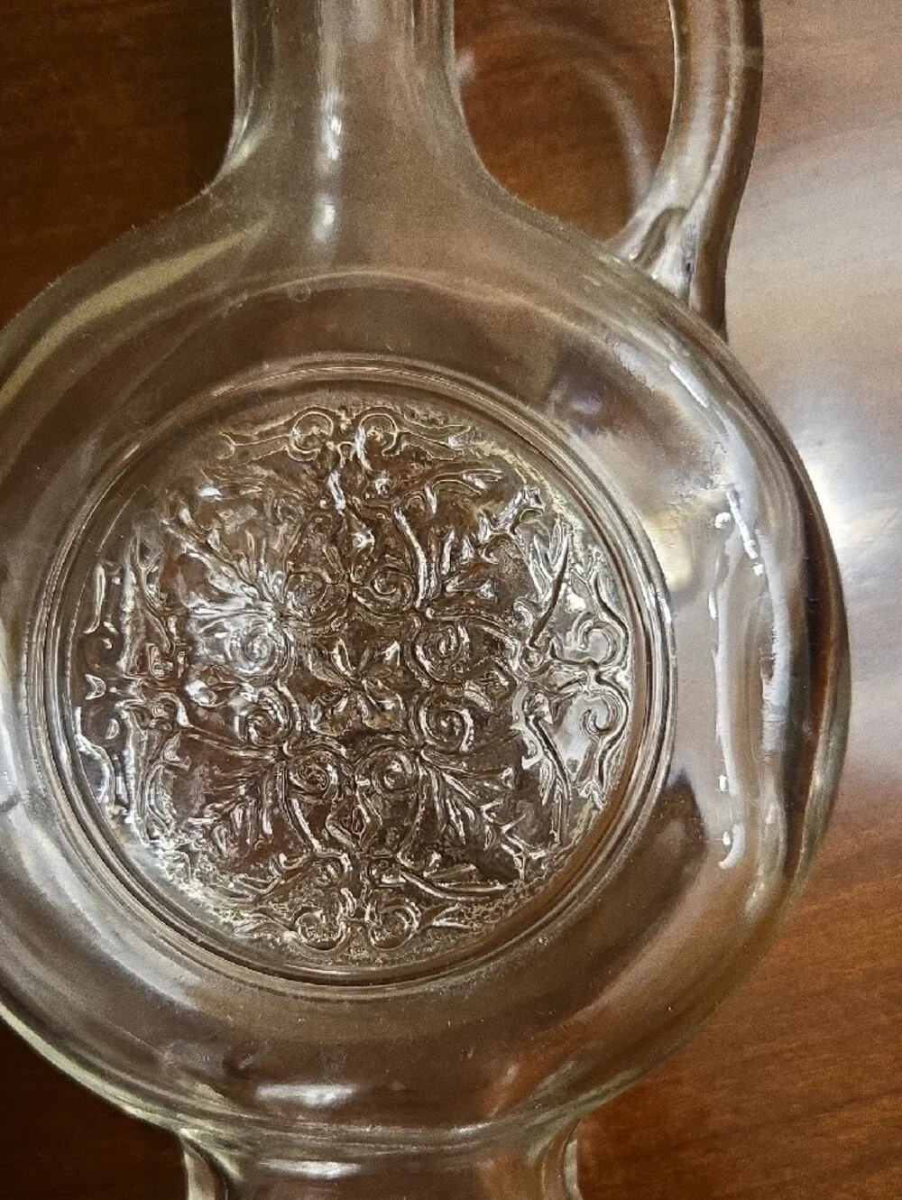 Antique Clear Glass Bottle With Cork - Embossed